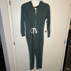 Smash Tess Jumpsuit Womens Hooded Long Sleeve Green Romper Bamboo Blend Sz Small